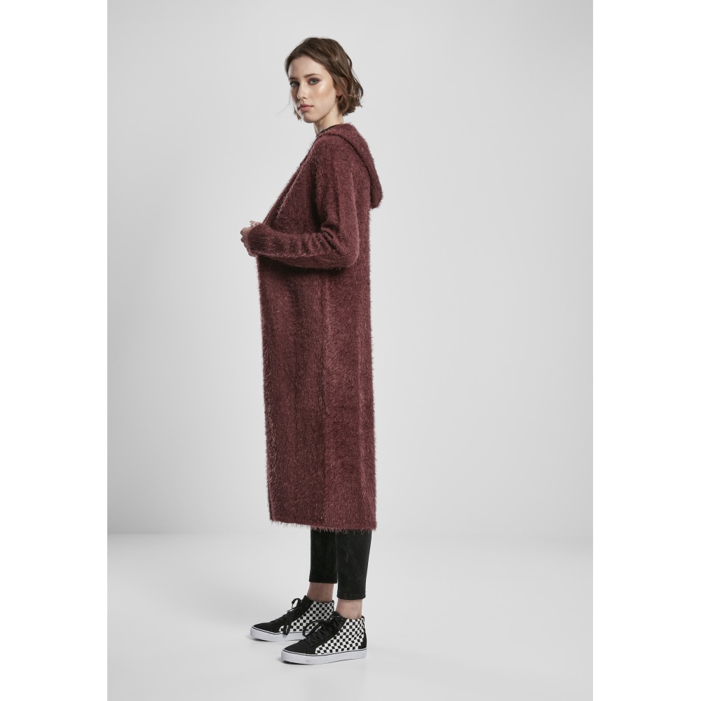 Urban Classics - Hooded Feather Longue cardigan - Bordeaux rouge